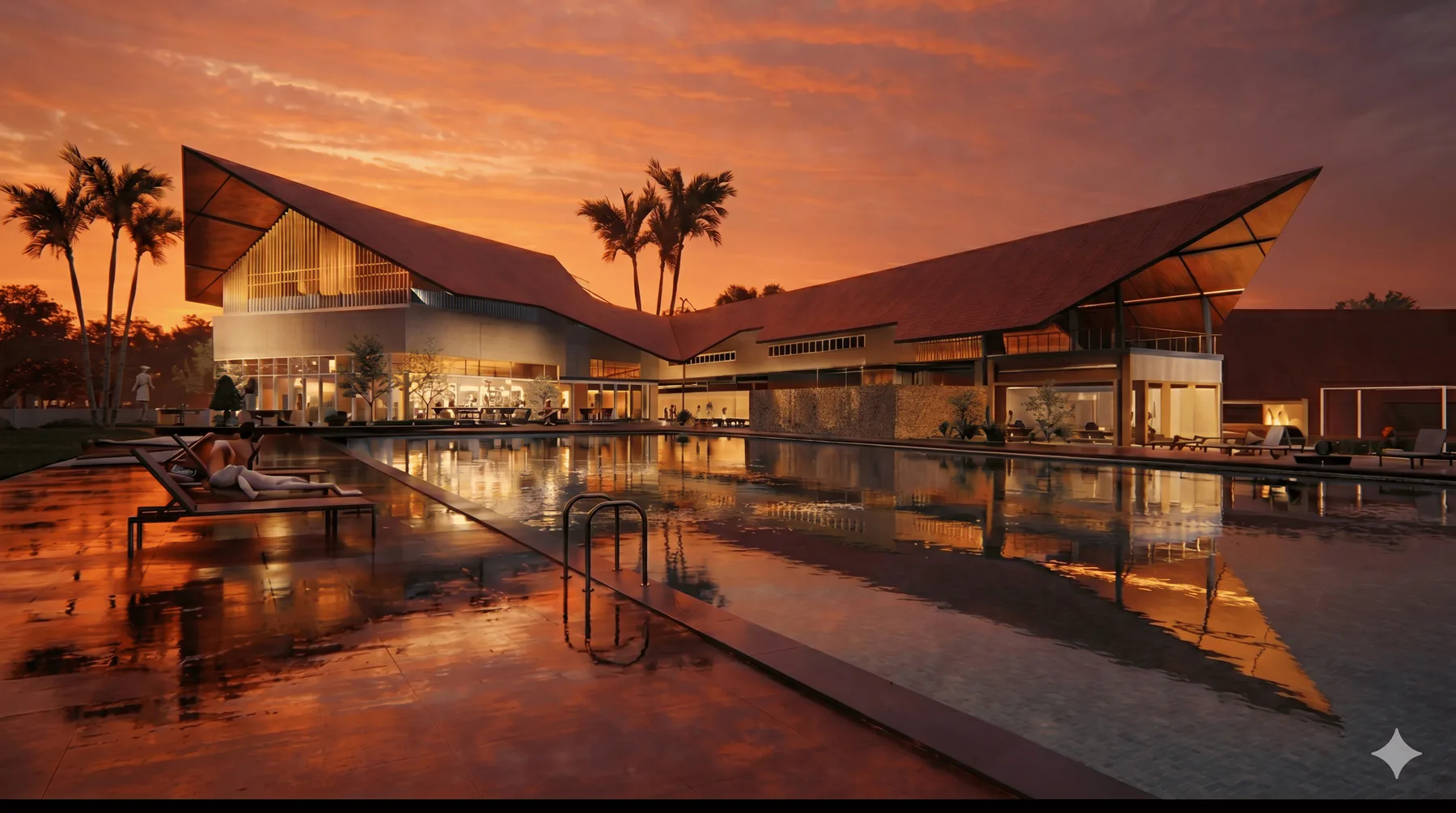 Water Court, Ahmedabad Gujarat — poolside clubhouse concept by AG Architects