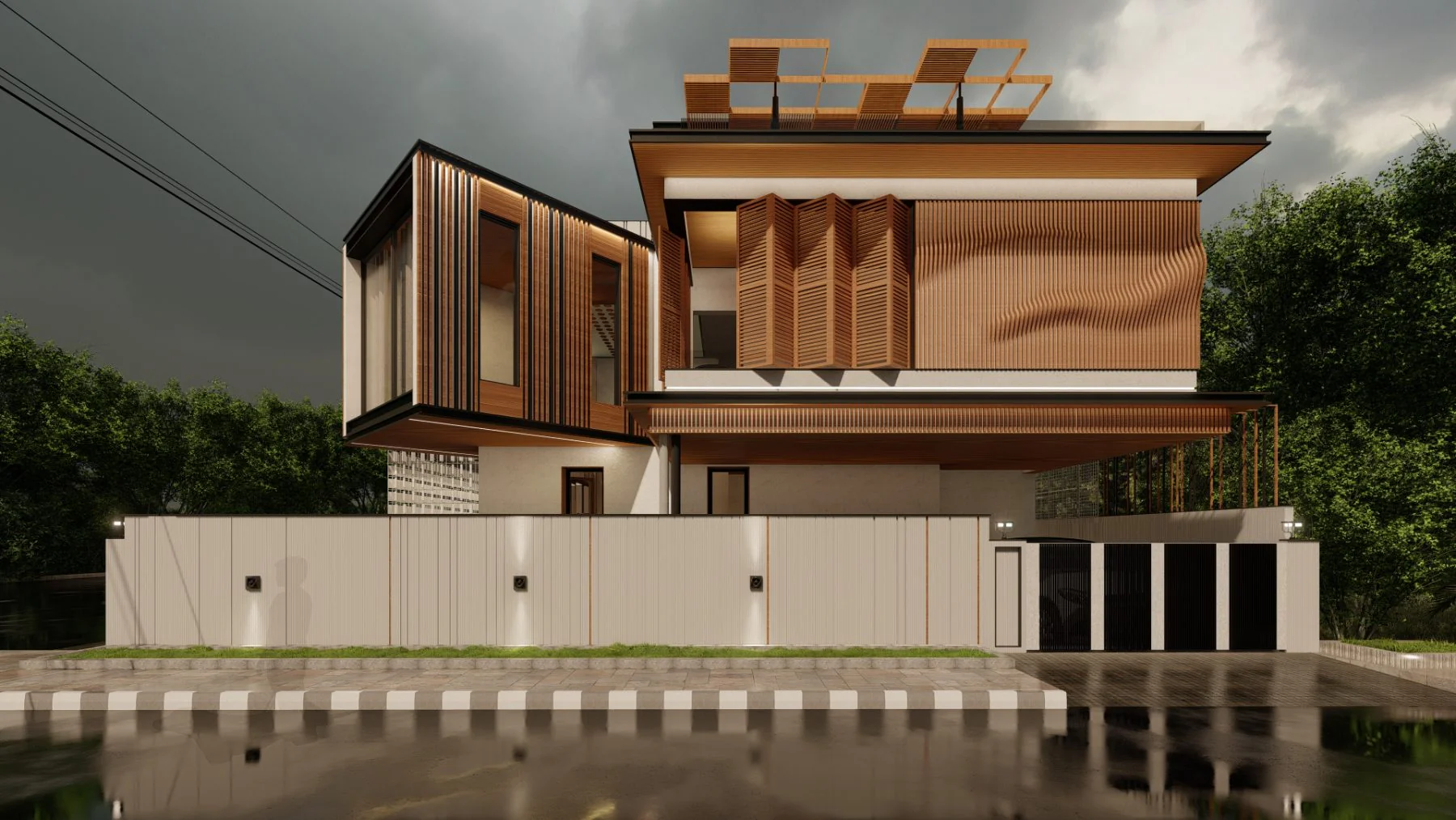 Cantilever House, Mysuru — street elevation render