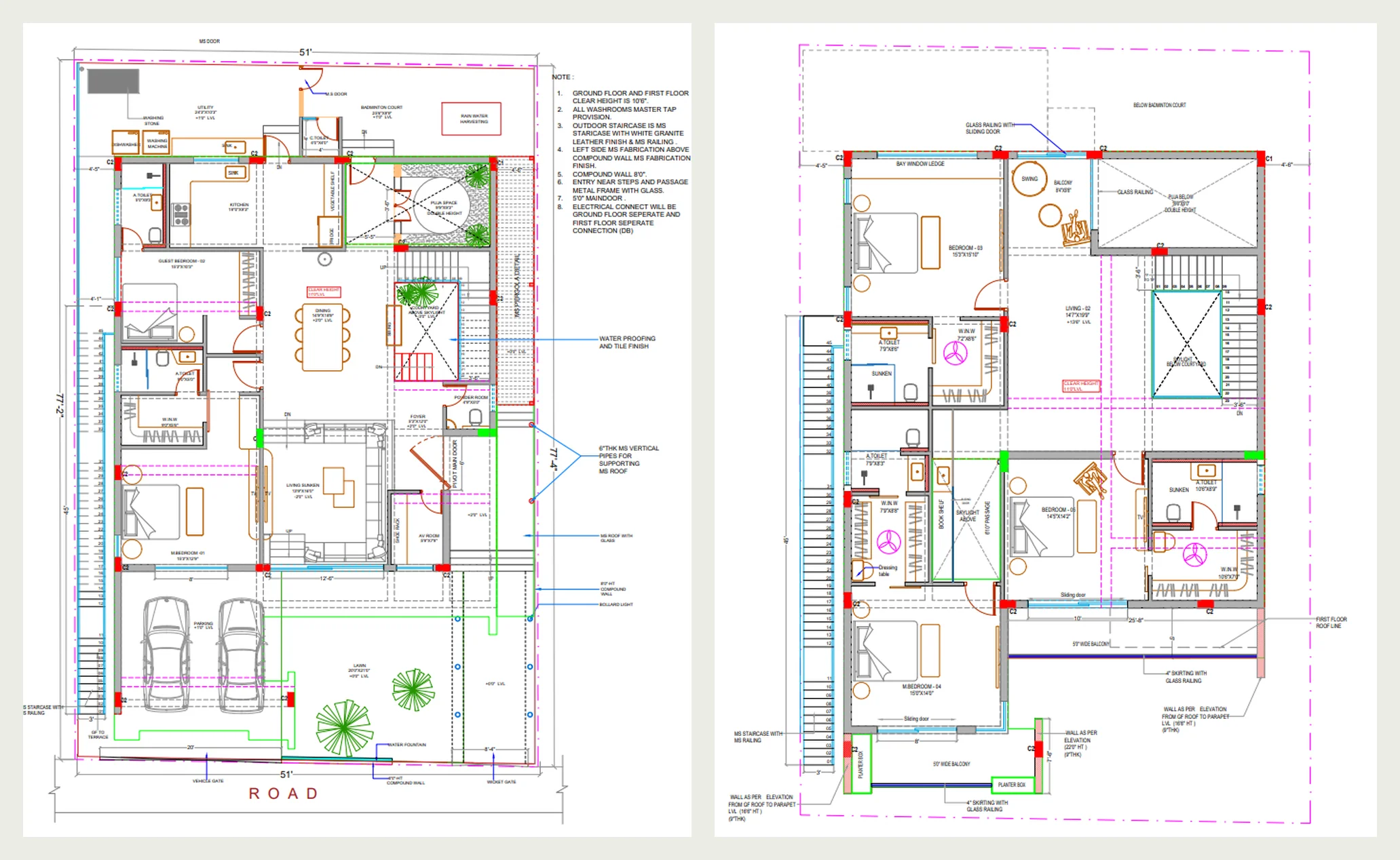 Screen House, Karnataka — ground and first floor plans